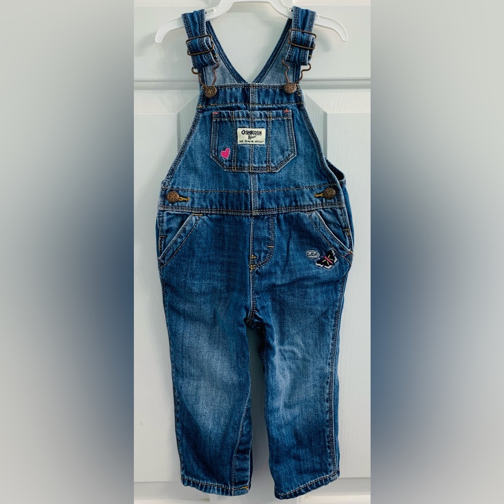 OshKosh B’Gosh Baby Girl Denim Overalls, Size 12 Months